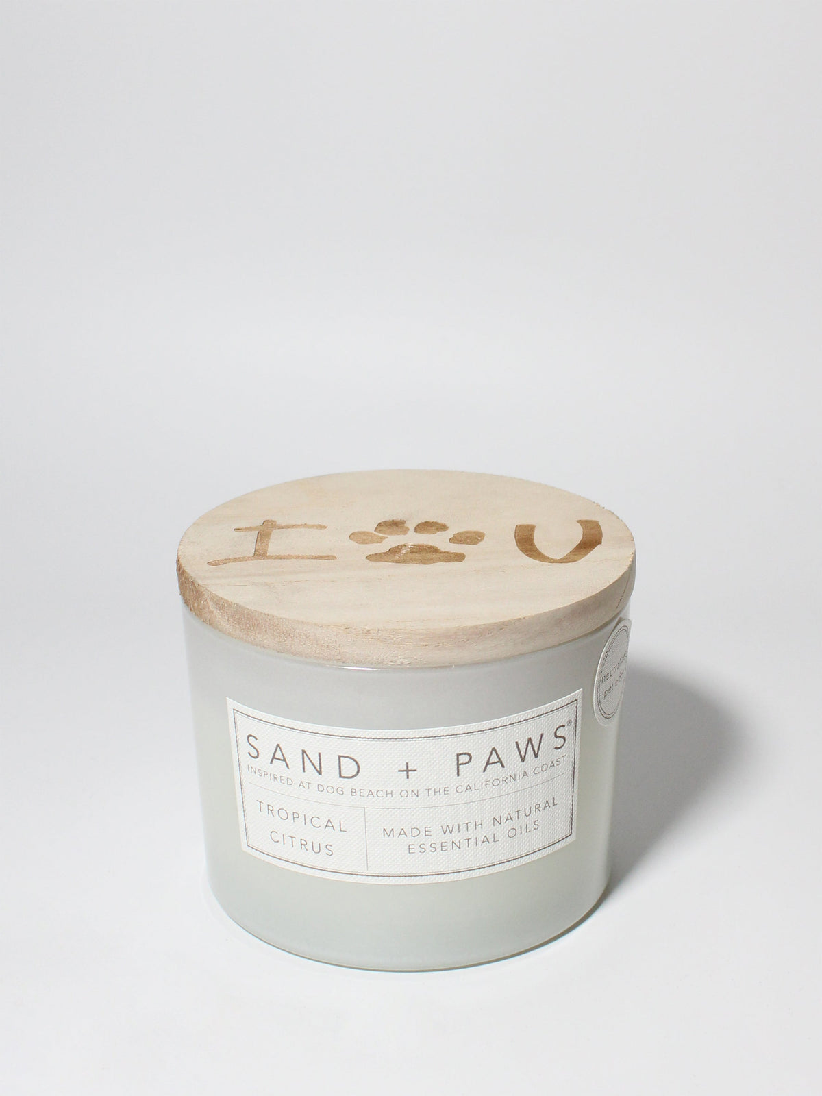 Hand-Poured Premium Cozy Sand + Paws Tropical Citrus 12 oz scented candle