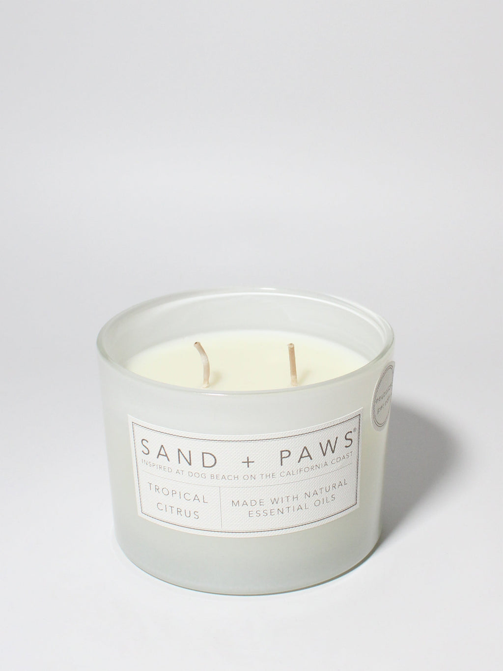 Hand-Poured Premium Cozy Sand + Paws Tropical Citrus 12 oz scented candle