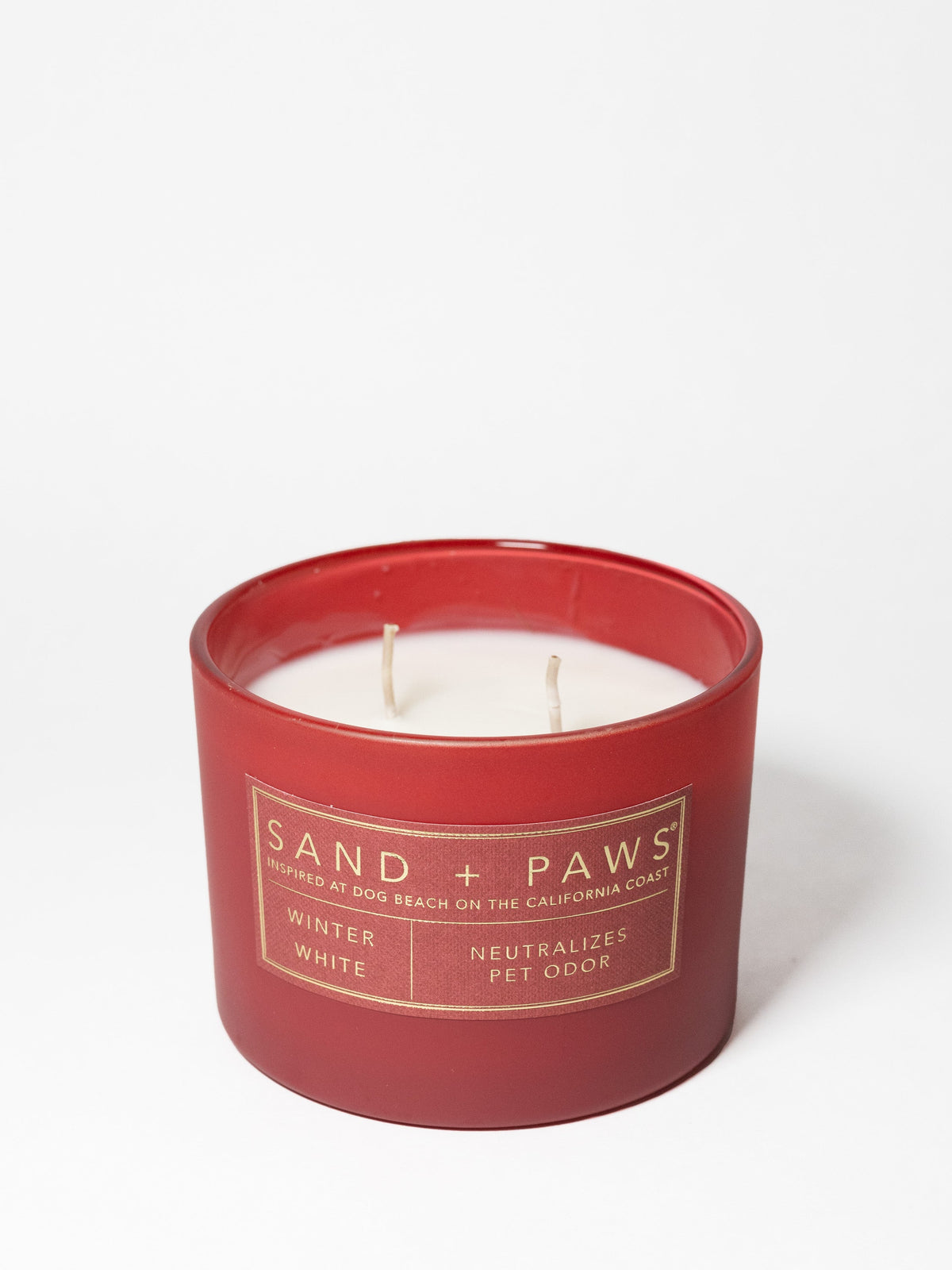 Hand-Poured Premium Cozy Sand + Paws Winter White 12 oz scented candle