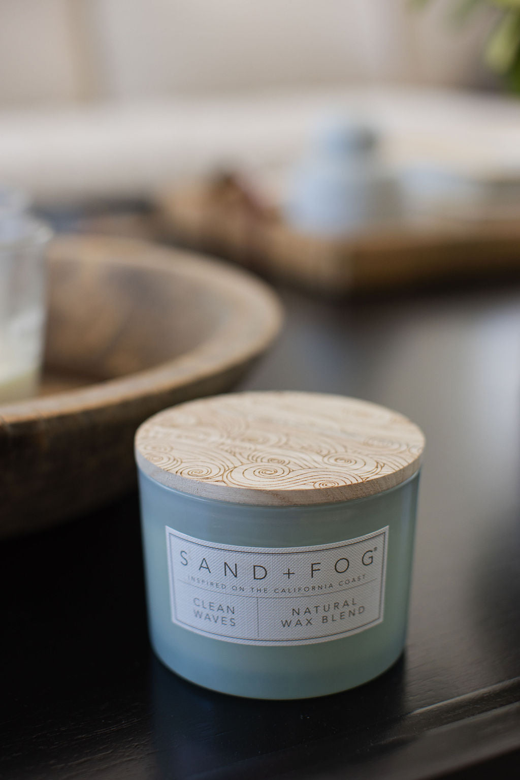 Hand-Poured Premium Cozy Clean Waves 12 oz scented candle
