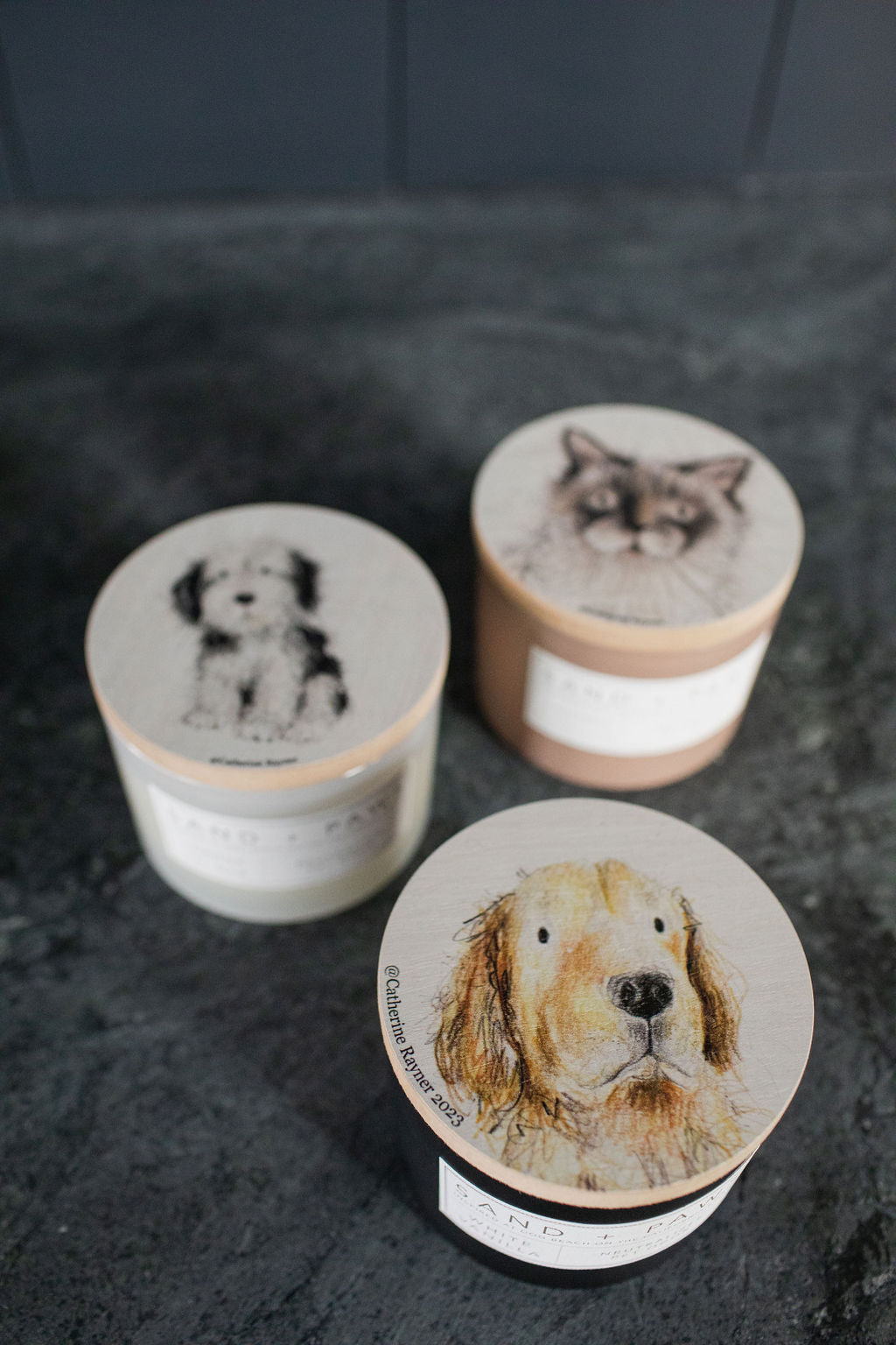 Hand-Poured Premium Cozy Sand + Paws White Vanilla 12 oz scented candle