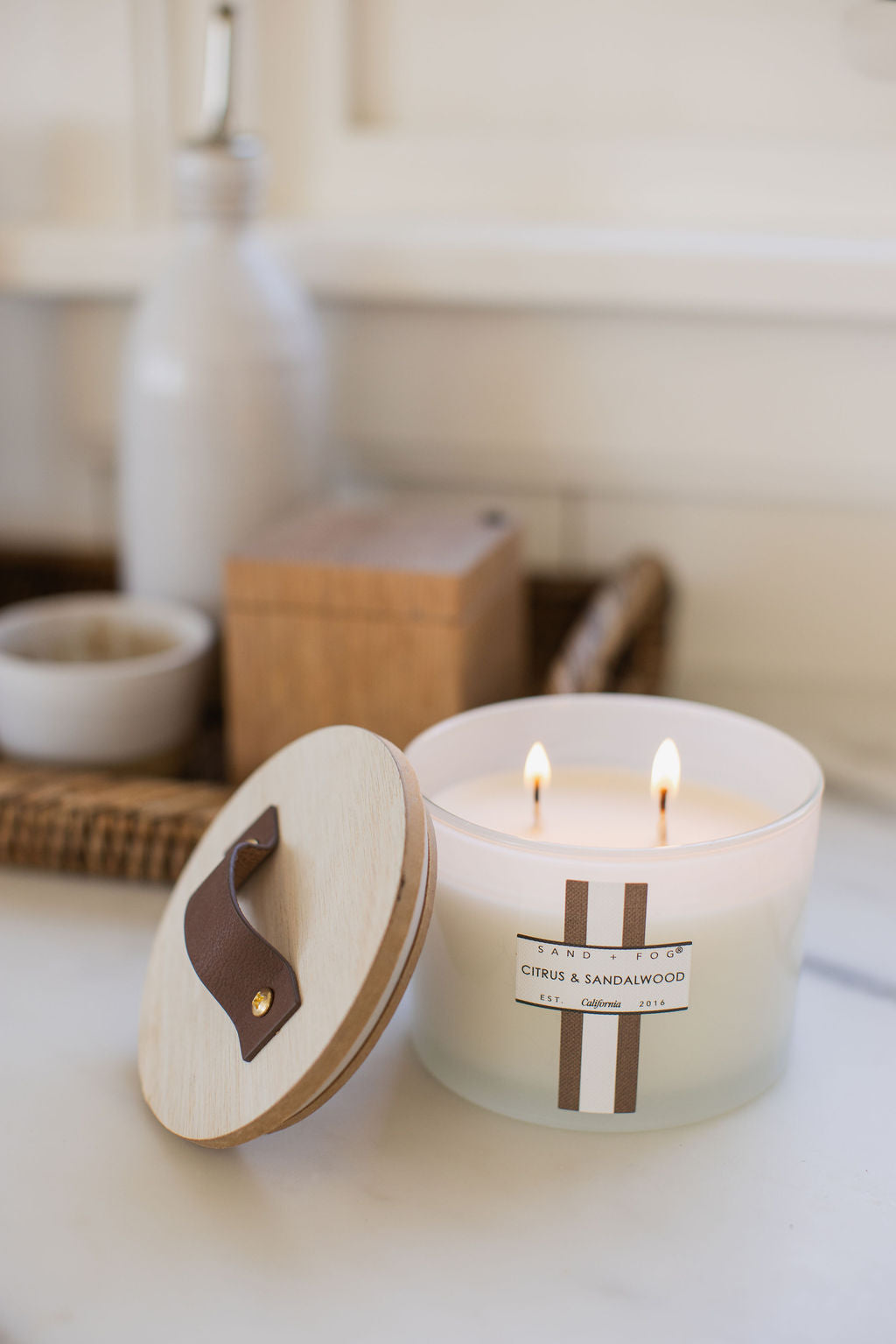 Hand-Poured Premium Cozy Citrus & Sandalwood 12 oz scented candle