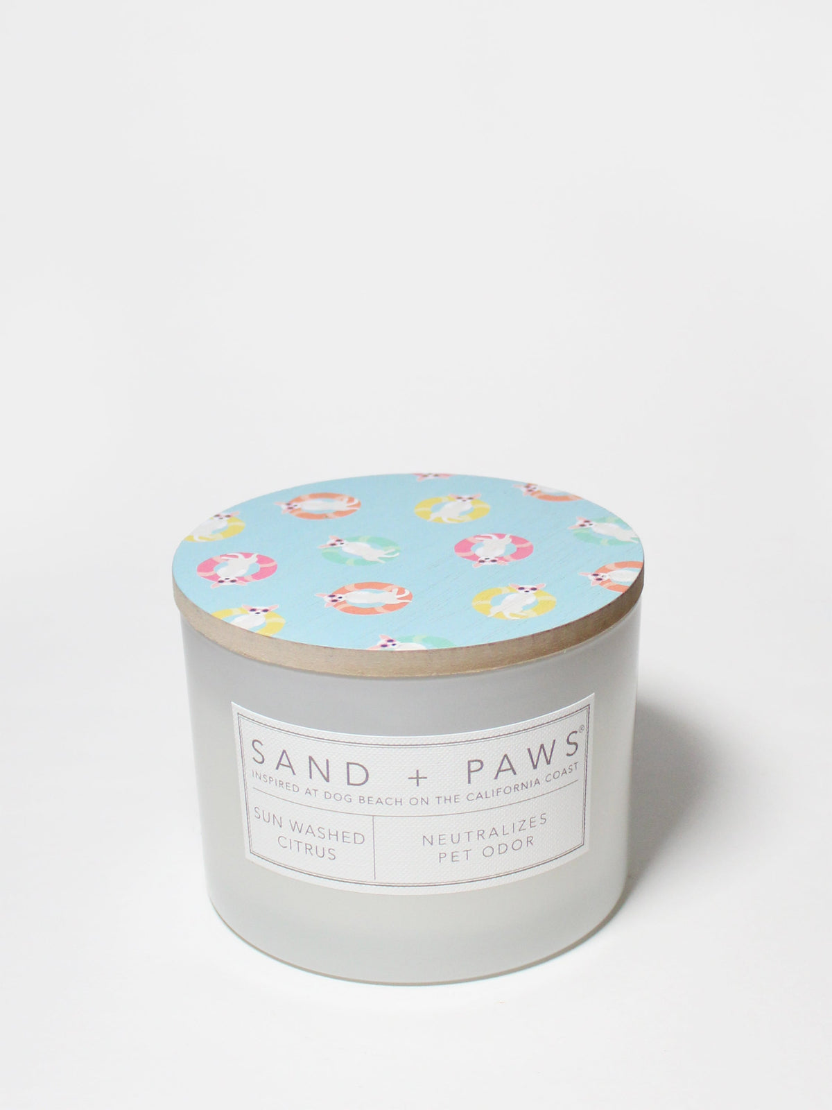 Hand-Poured Premium Cozy Sand + Paws Sun Washed Citrus 12 oz scented candle